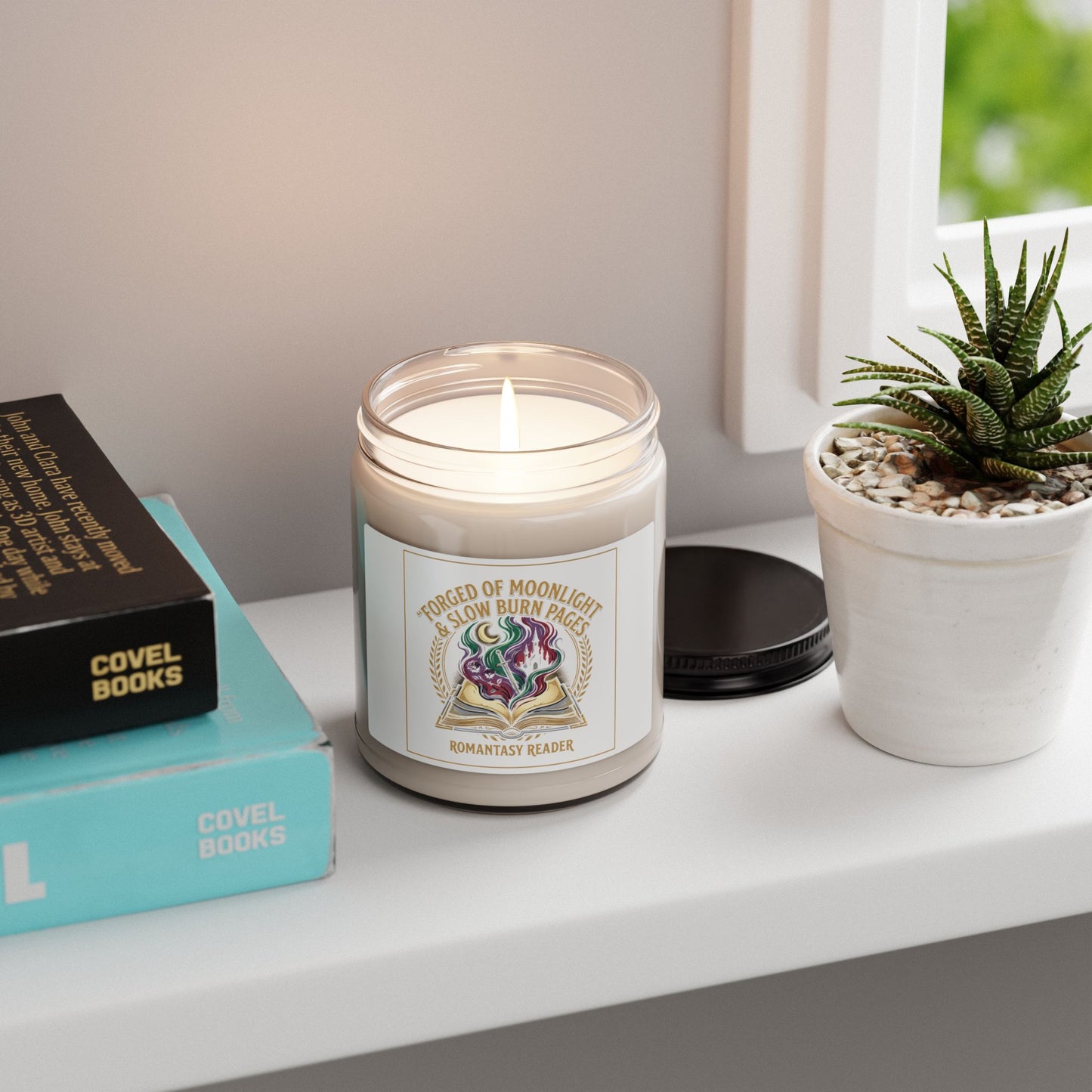 Romantasy Reader Soy Candle — 'Forged of Moonlight & Slow Burn Pages' 9oz